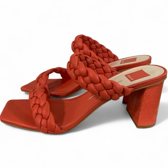 Dolce Vita Paily Persimmon Stella Braided Leather Block Heel Sandals 11 - Picture 3 of 8